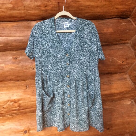 Princess Polly Green & White Floral Oversized Flowy Boho Dress EUC Size 0 (XXS) - Picture 1 of 6